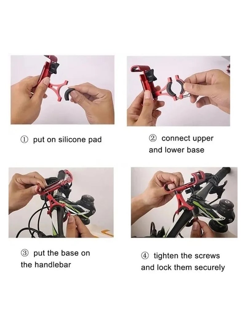 Aluminum Alloy Metal Motorcycle Phone Holder Anti-Slip Stand Durable Bracket Support For All Smartphones Black - Image 2