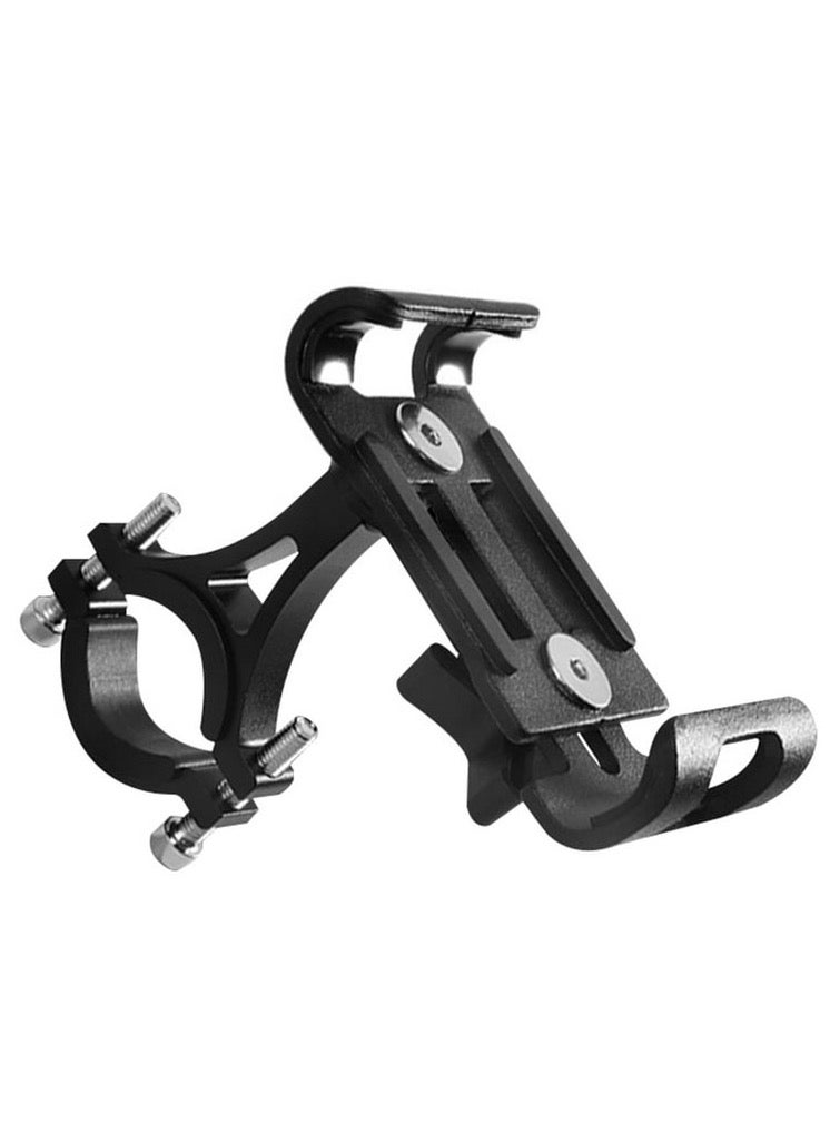 Aluminum Alloy Metal Motorcycle Phone Holder Anti-Slip Stand Durable Bracket Support For All Smartphones Black - Image 1
