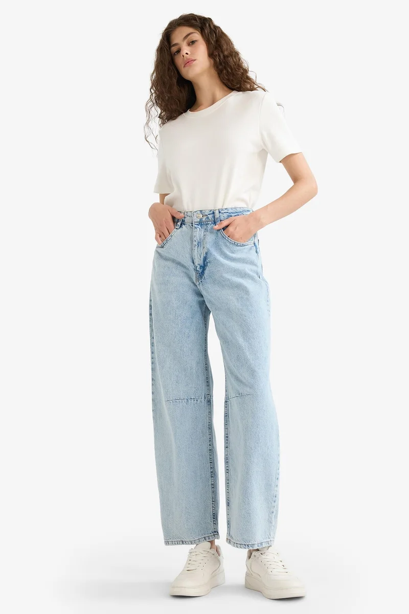 Defacto  Barrel Fit Normal Waist Ankle Length Jeans for Women | Best Price UAE