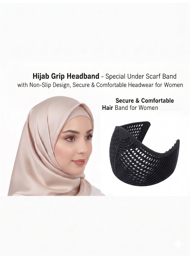 عصابة رأس ”Hijab Grip“ - عصابة خاصة توضع تحت الحجاب بتصميم مانع للانزلاق، عصابة شعر آمنة ومريحة للنساء، مصنوعة من مادة مطاطية (ناعمة) بلمسة نهائية غير لامعة (سطح مانع للانزلاق) - Image 2