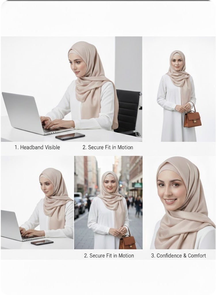 عصابة رأس ”Hijab Grip“ - عصابة خاصة توضع تحت الحجاب بتصميم مانع للانزلاق، عصابة شعر آمنة ومريحة للنساء، مصنوعة من مادة مطاطية (ناعمة) بلمسة نهائية غير لامعة (سطح مانع للانزلاق) - Image 5