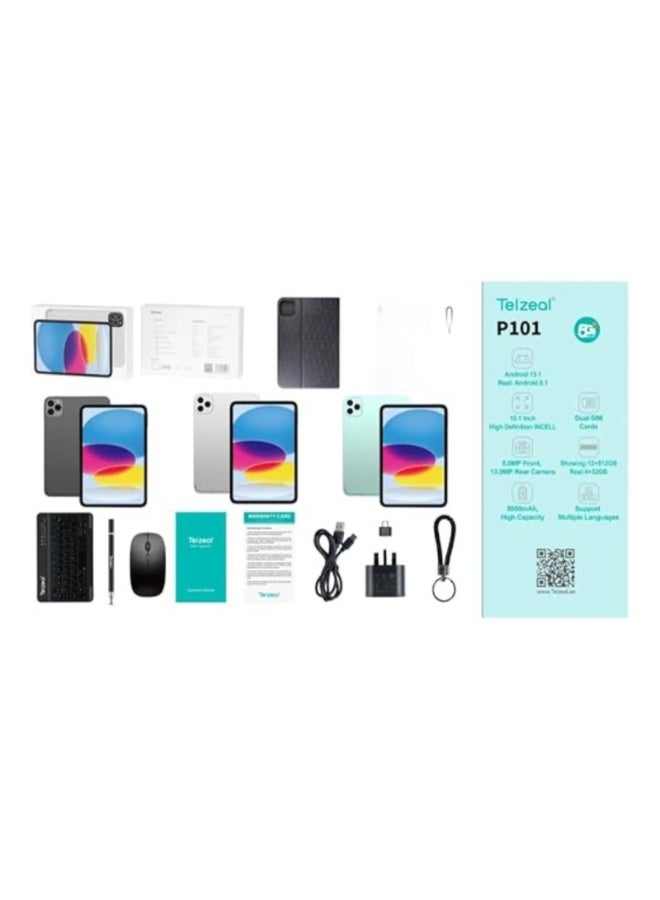 Telzeal P101 Smart Tablet with Android 13 10.1" FHD Screen 12GB RAM 512GB ROM - with Powerful 8000mAh Battery Grey - Image 2