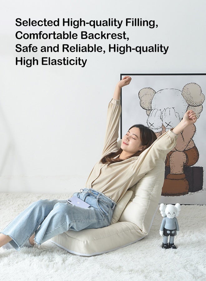 شو وو كرسي أرضي قابل للطي، كرسي أرضي مبطن مع دعم للظهر، أريكة أرضية كسولة قابلة للتعديل في 5 أوضاع ومسند ظهر قابل للتعديل للبالغين والأطفال والمنزل والمكتب والألعاب والقراءة والمشاهدة - Image 3