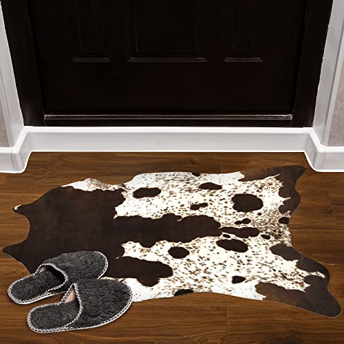 Foxmas Faux Cowhide Rug for Bedroom Living Room Western Home Decor Cow Hide Animal Print Carpet, Faux Fur Fabric - 2.3x3.6 Feet - Image 4