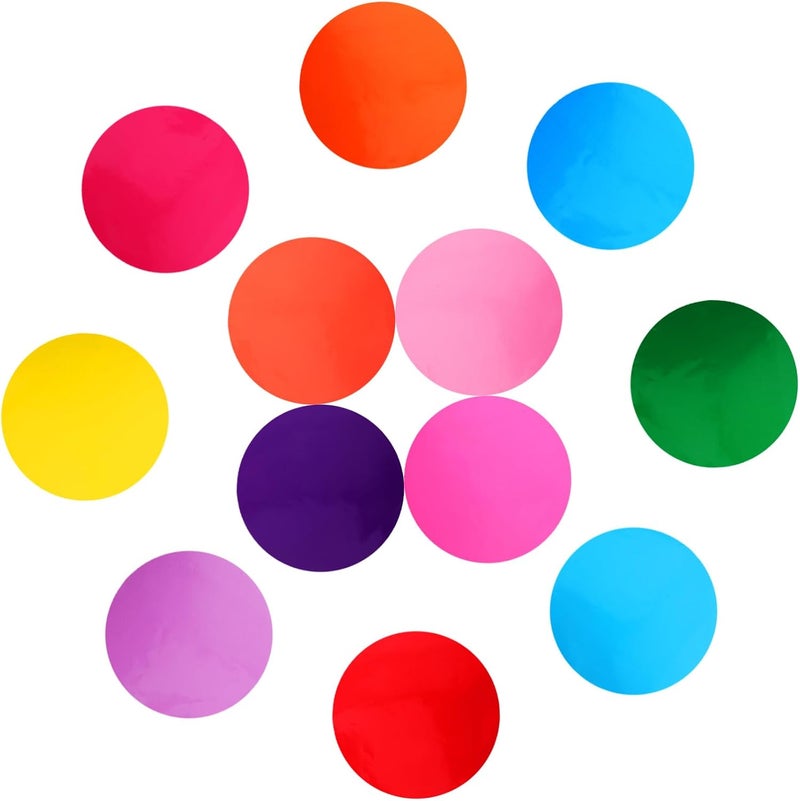 Homoyoyo 12pcs Colorful Round Reusable Dry Erase Dots PVC Self Adhesive Stickers for Drawing Teaching Organizing for Classroom Home Walls Storage Labels - Image 1