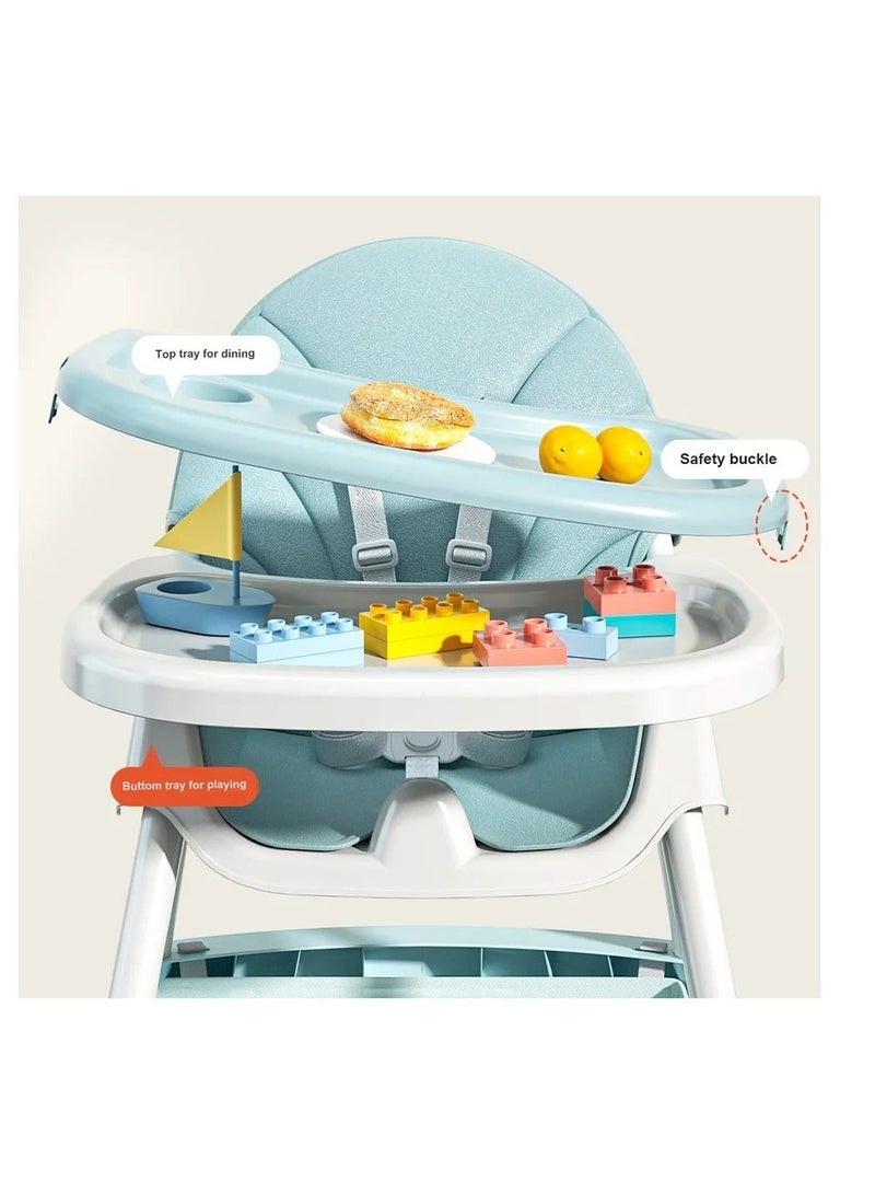 DURKU 4 in 1 Baby High Chair, Booster Seat for Feeding Chair with Rocker, Wheels, Storage, Reclining, Tray Footrest and Foldable High Chair for Toddlers 6 Months to 4 Years Old - Image 2