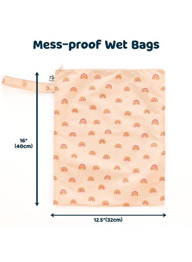 Tiny Twinkle Messproof Wet Bags 2 Pack Waterproof And Washable Bag For Travel Storage Stroller Daycare Baby Diapers Yoga Beach Pool Wet Toddler Swimsuits (Boho Rainbow) - Image 4
