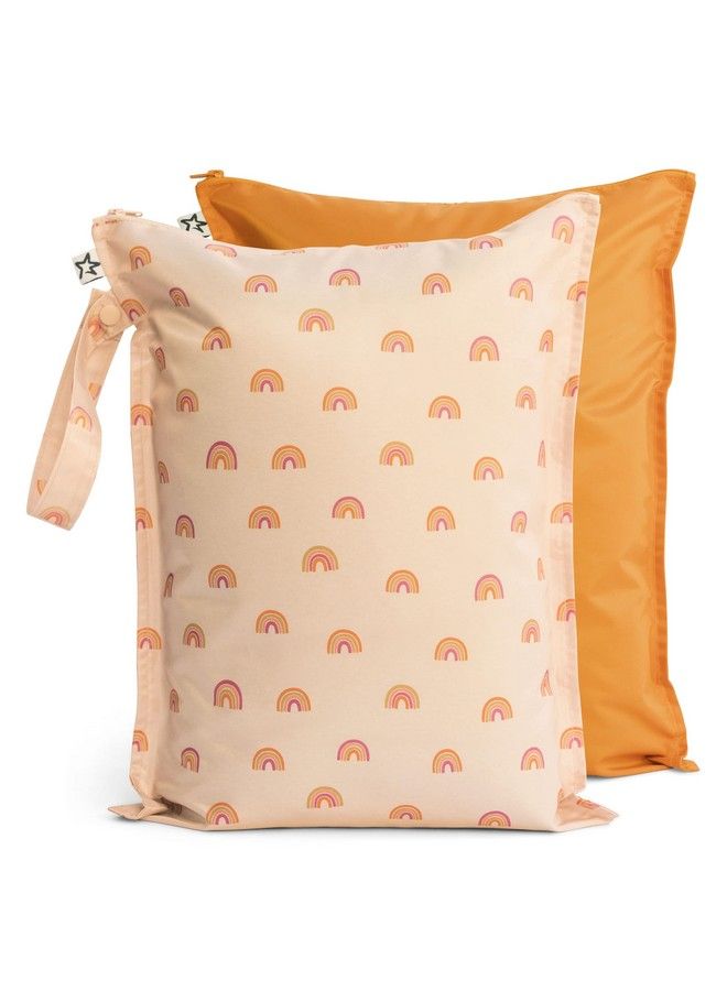 Tiny Twinkle Messproof Wet Bags 2 Pack Waterproof And Washable Bag For Travel Storage Stroller Daycare Baby Diapers Yoga Beach Pool Wet Toddler Swimsuits (Boho Rainbow) - Image 1