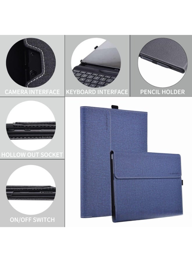 VKL Compatible with Microsoft Surface Pro 12-inch (2025) Tablet Protective Case, Sleeve Pouch Cover Stand PU Leather Hard Case For Surface Pro 12 (Blue) - Image 3
