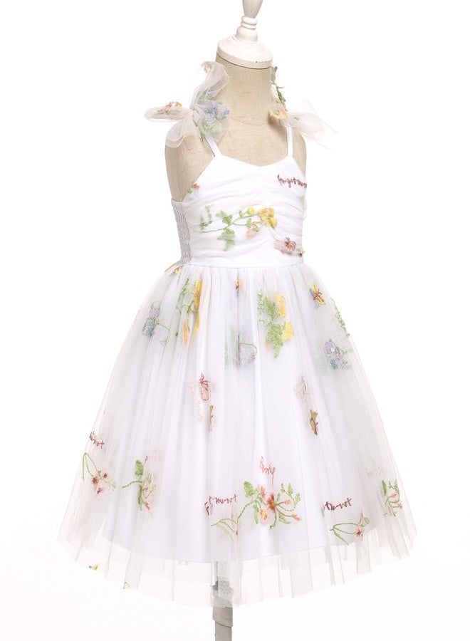 ABEWIP Toddler Baby Girls Tutu Dress Summer Sleeveless Princess Birthday Dresses Sequin Ruffle Tulle Sundress White 5-6Y - Image 2