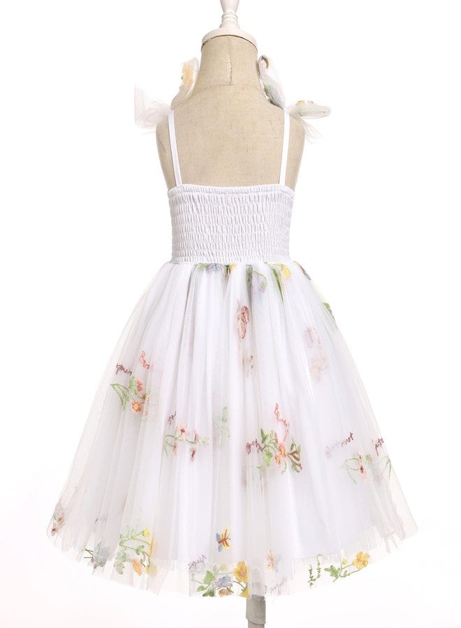 ABEWIP Toddler Baby Girls Tutu Dress Summer Sleeveless Princess Birthday Dresses Sequin Ruffle Tulle Sundress White 5-6Y - Image 4
