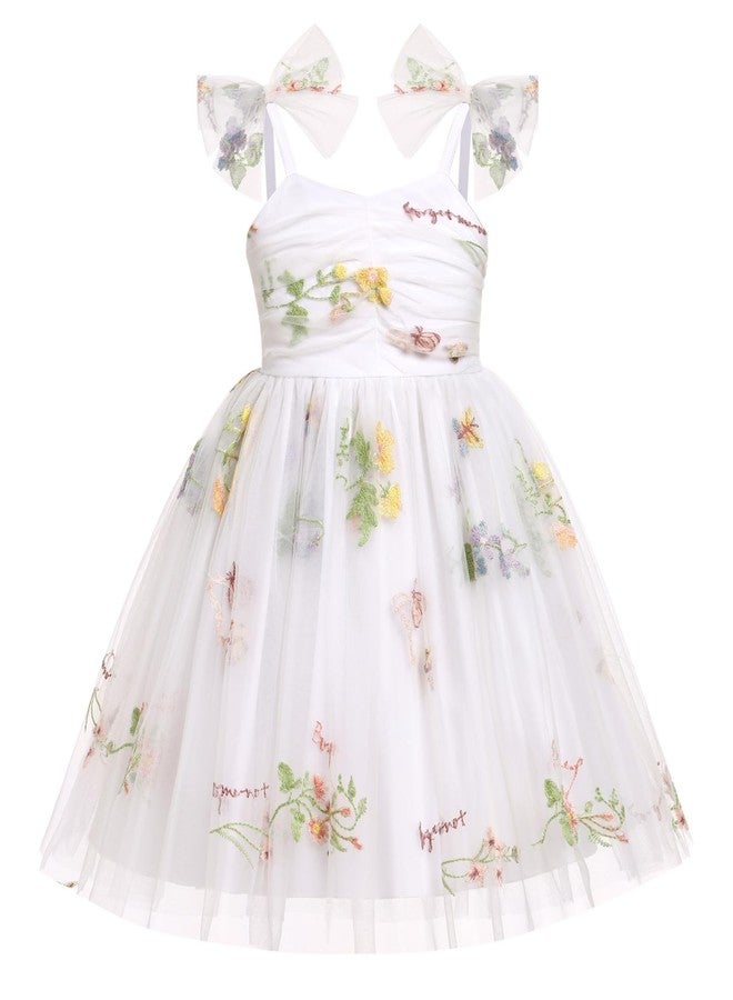 ABEWIP Toddler Baby Girls Tutu Dress Summer Sleeveless Princess Birthday Dresses Sequin Ruffle Tulle Sundress White 5-6Y - Image 1