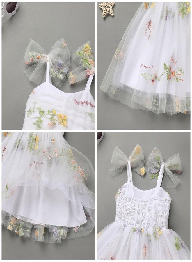 ABEWIP Toddler Baby Girls Tutu Dress Summer Sleeveless Princess Birthday Dresses Sequin Ruffle Tulle Sundress White 5-6Y - Image 5