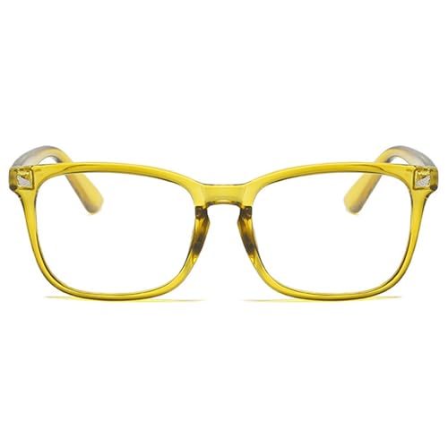 EYLRIM Square Frame Clear Lens Glasses Non Prescription Eyeglasses(A92 Transparent olive green) - Image 3