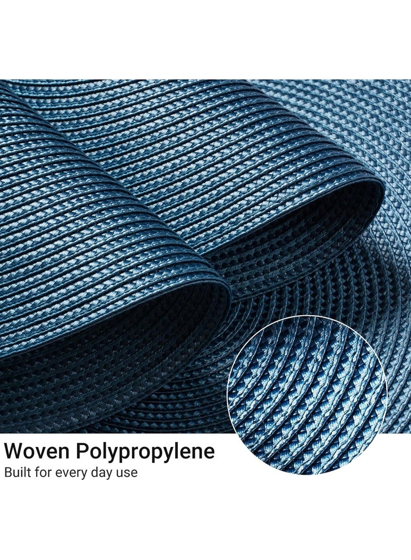 Round Braided Placemats Set of 6 Table Mats for Dining Tables Woven Washable Non-Slip Place mats 15 inch for Summer(Blue, 6pcs) - Image 4