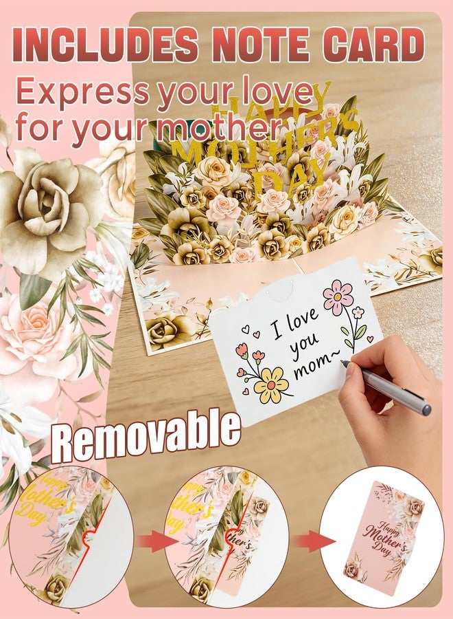 Ginkgo Mothers Day 3D Pop Up Card - Floral Happy Mother’s Day Greeting Card Gift for Mom, Wife, Grandma – 7.8" x 5.9" Envelope and Note Tag - Image 4