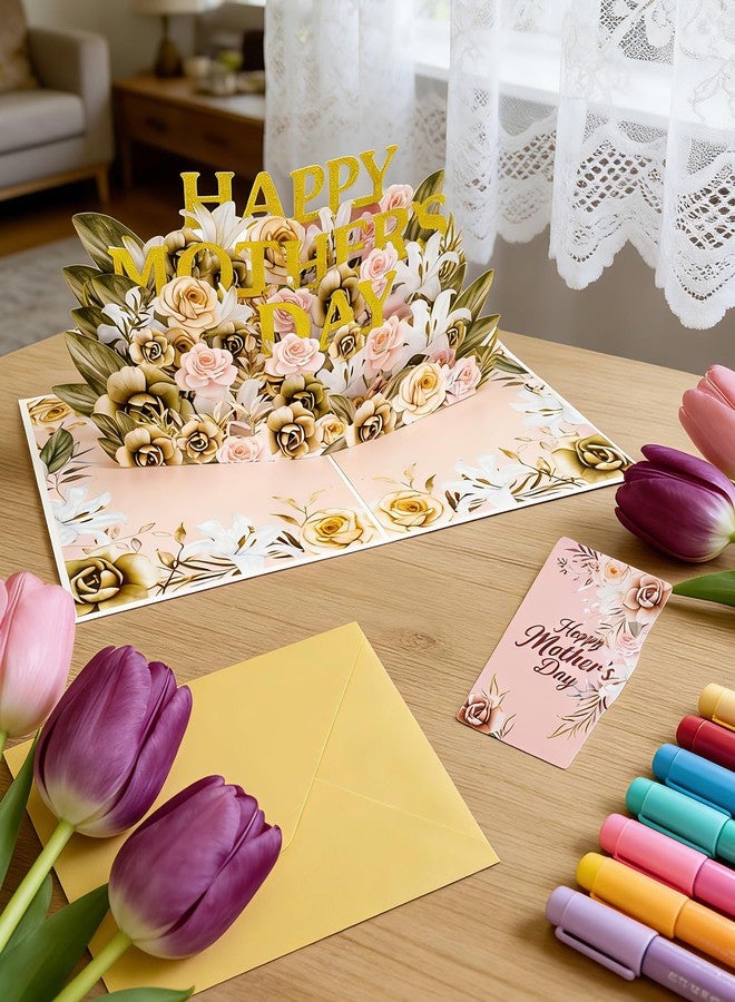 Ginkgo Mothers Day 3D Pop Up Card - Floral Happy Mother’s Day Greeting Card Gift for Mom, Wife, Grandma – 7.8" x 5.9" Envelope and Note Tag - Image 2