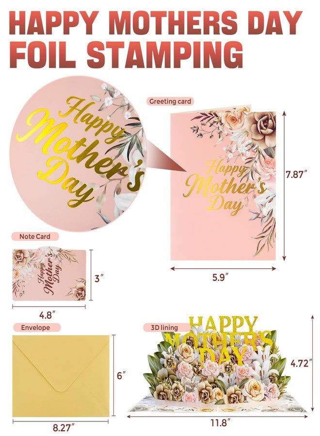 Ginkgo Mothers Day 3D Pop Up Card - Floral Happy Mother’s Day Greeting Card Gift for Mom, Wife, Grandma – 7.8" x 5.9" Envelope and Note Tag - Image 3