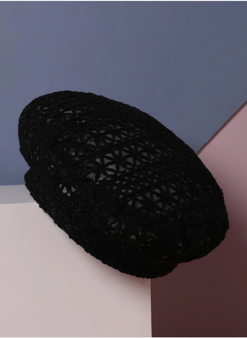 Haute Sauce Self-Design Beret Hat - Black