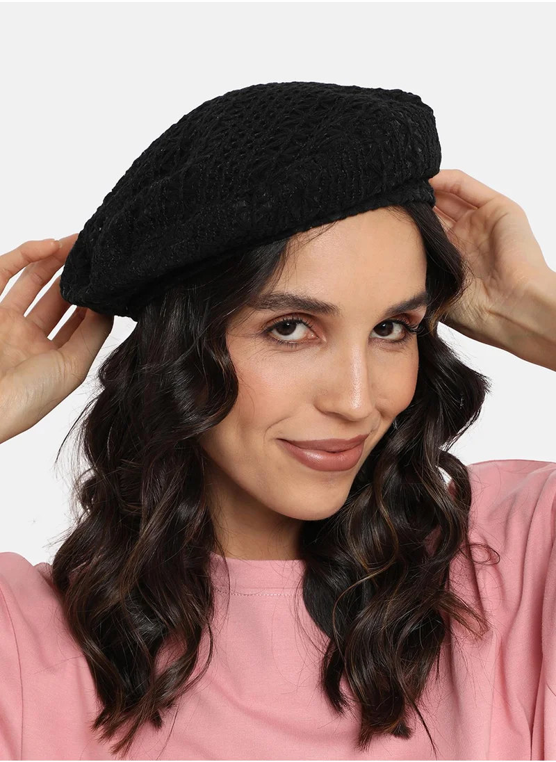 Haute Sauce Self-Design Beret Hat - Black