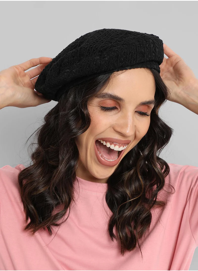 صوص هاوت Self-Design Beret Hat - Black