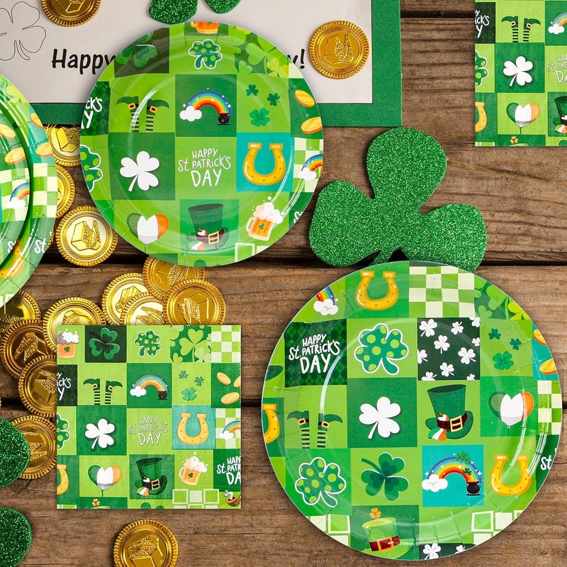 Hpscdyo 180Pcs St Patricks Day Party Supplies Paper Plates and Napkins Serve 60 Disposable Tableware Set for Birthday Party Decorations Game Day Family School Holiday Sports Events - Image 4