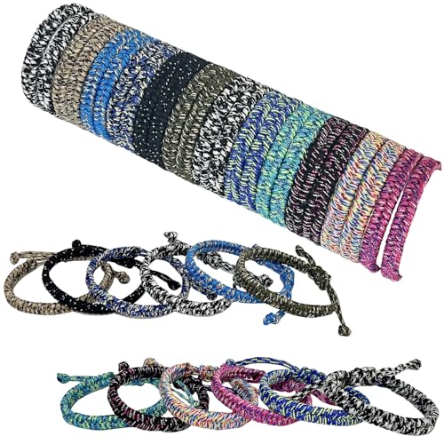 YANMIN 24 pcs Braided Friendship Bracelets for Teen Girls Boys Assorted Colors Paracord Bracelets Bulk Handmade Goody Bag Stuffers Easter Basket Filler for Teens Teenager Birthday Christmas Party Favors - Image 1