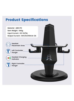 KASTWAVE VR Stand, VR Headset Charging Dock Display Stand, Touch Controllers Accessories for Oculus Quest, Quest 2,Rift, Rift S, Valve Index, Black  - Image 4
