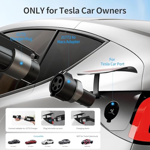 QAOFUL QIAO J1772 to Tesla Charger Adapter, Up to 80A 250V - J1772 to NACS Adapter for Charge Tesla EVs at J1772 AC Charger Station, Silver-Plated Efficient Charging Design -[Only for Tesla Car] - Image 3