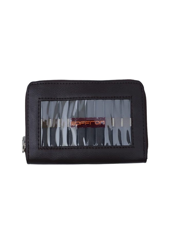 SaFFron Décor Genuine Leather Ladies Wallet (9X4.5X1 inches)- Brown - Image 1