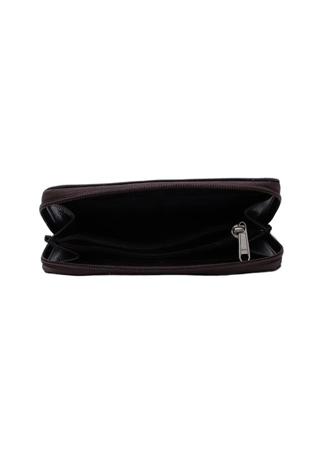 SaFFron Décor Genuine Leather Ladies Wallet (9X4.5X1 inches)- Brown - Image 4