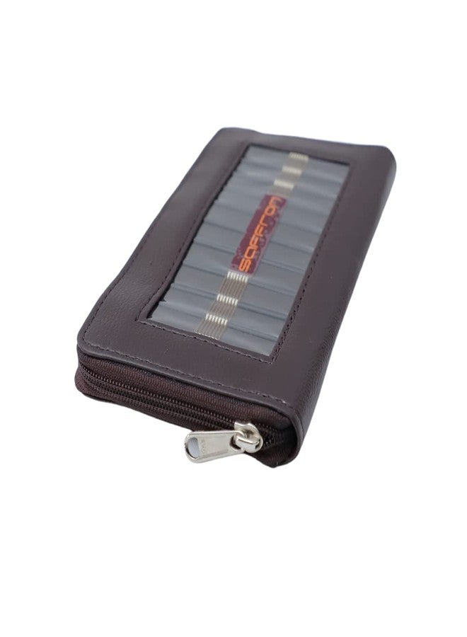 SaFFron Décor Genuine Leather Ladies Wallet (9X4.5X1 inches)- Brown - Image 3
