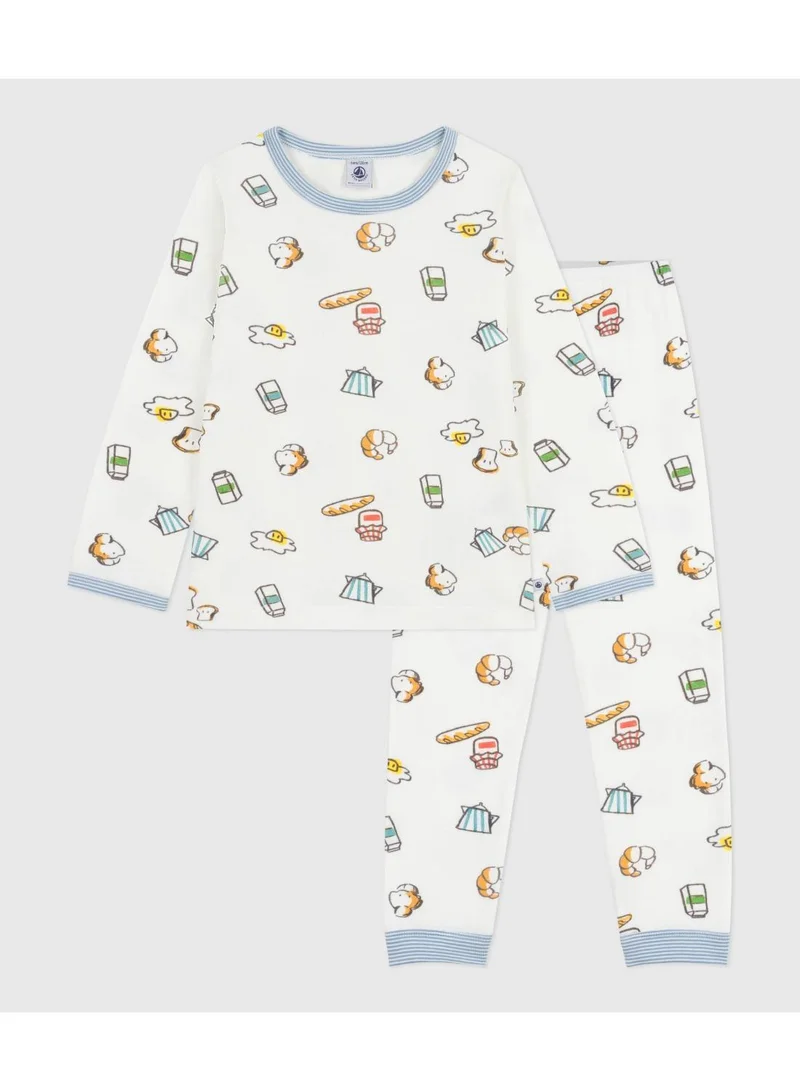 Petit Bateau Children's breakfast-print tube knit pyjamas