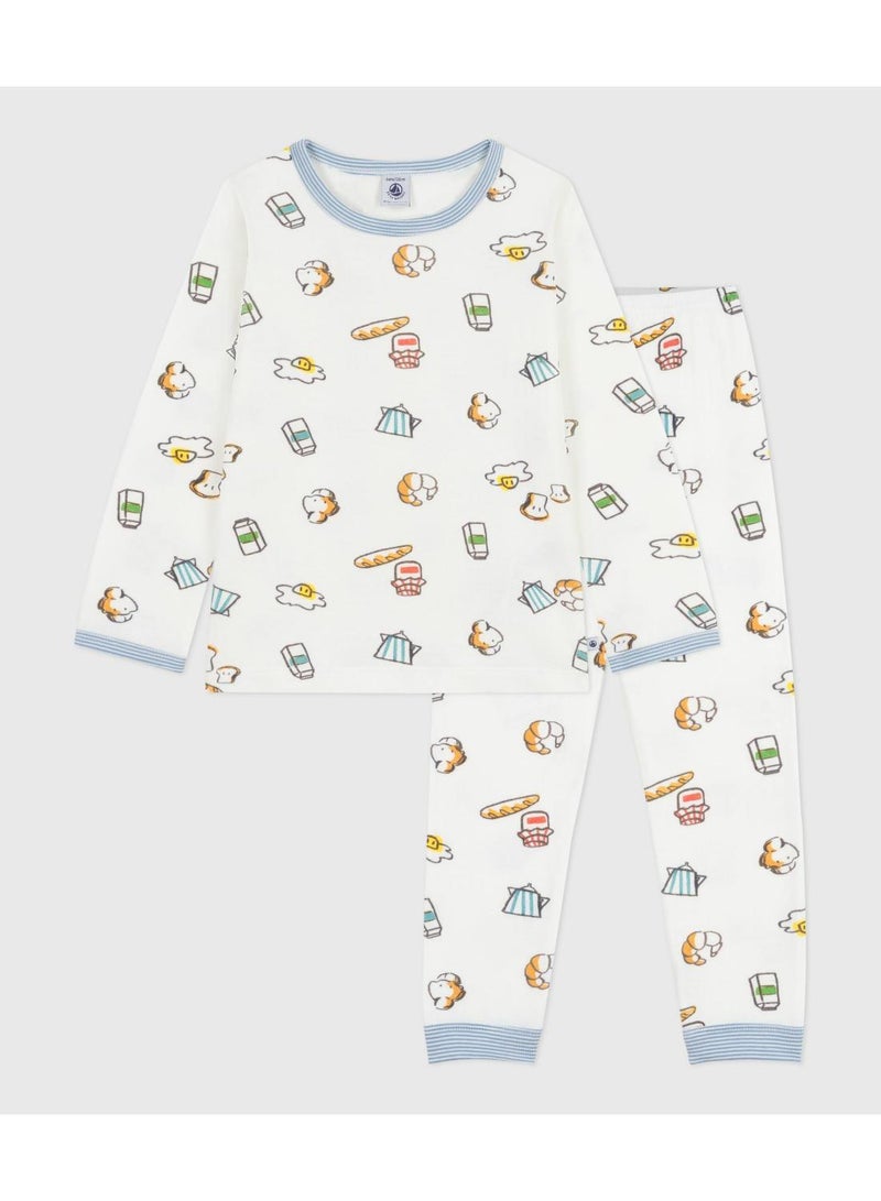 Petit Bateau Children's breakfast-print tube knit pyjamas - Image 1