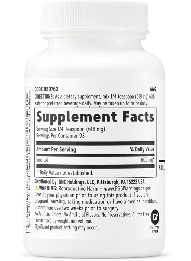 GNC Inositol Powder 600mg Dietary Supplement - Image 2