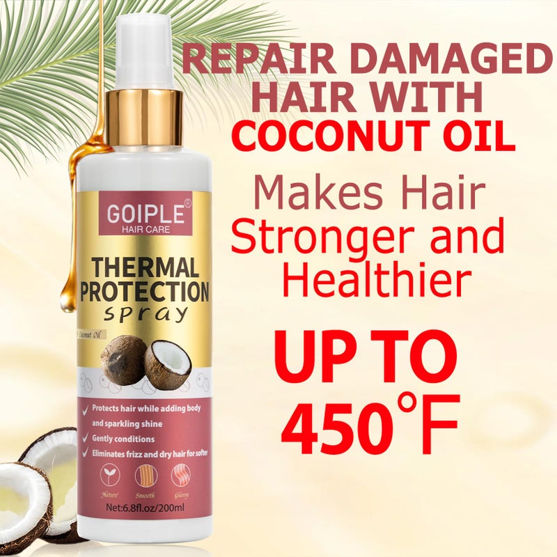Goiple 2PCS Coconut Heat Protection Spray - Thermal Protector for Hair, Travel Size, Paraben & Dye Free Treatment - Image 2