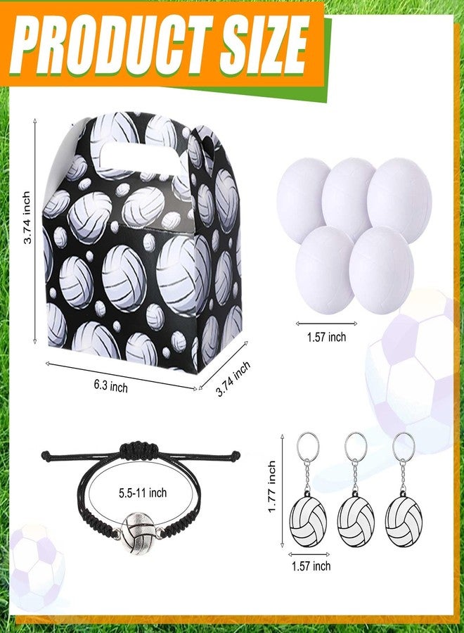 تيلينغ مجموعة هدايا حفلات الكرة الطائرة (48 قطعة) تتضمن: 12 علبة هدايا على شكل كرة طائرة، 12 كرة صغيرة لتخفيف التوتر، 12 سلسلة مفاتيح، 12 سوارًا، زينة لحفلات أعياد الميلاد، ولوازم رياضية. - Image 3