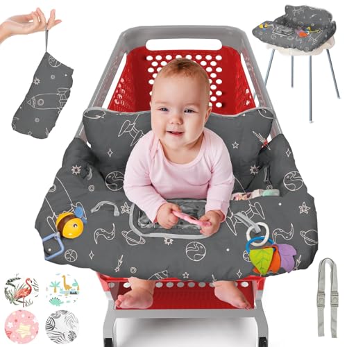 PILLANI Shopping Cart Cover for Baby, High Chair Cover for Restaurant Seat - Grocery Cart Cover for Baby Girl and Boy, Comfortable Cotton Buggy Covers for Babies - Padded Toddler Shopping Cart Cover - Image 1