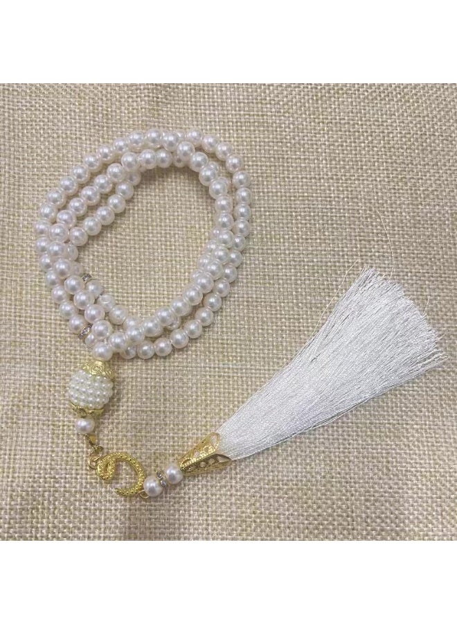 NIBEMINENT 99 Muslim Prayer Beads White/6mm 