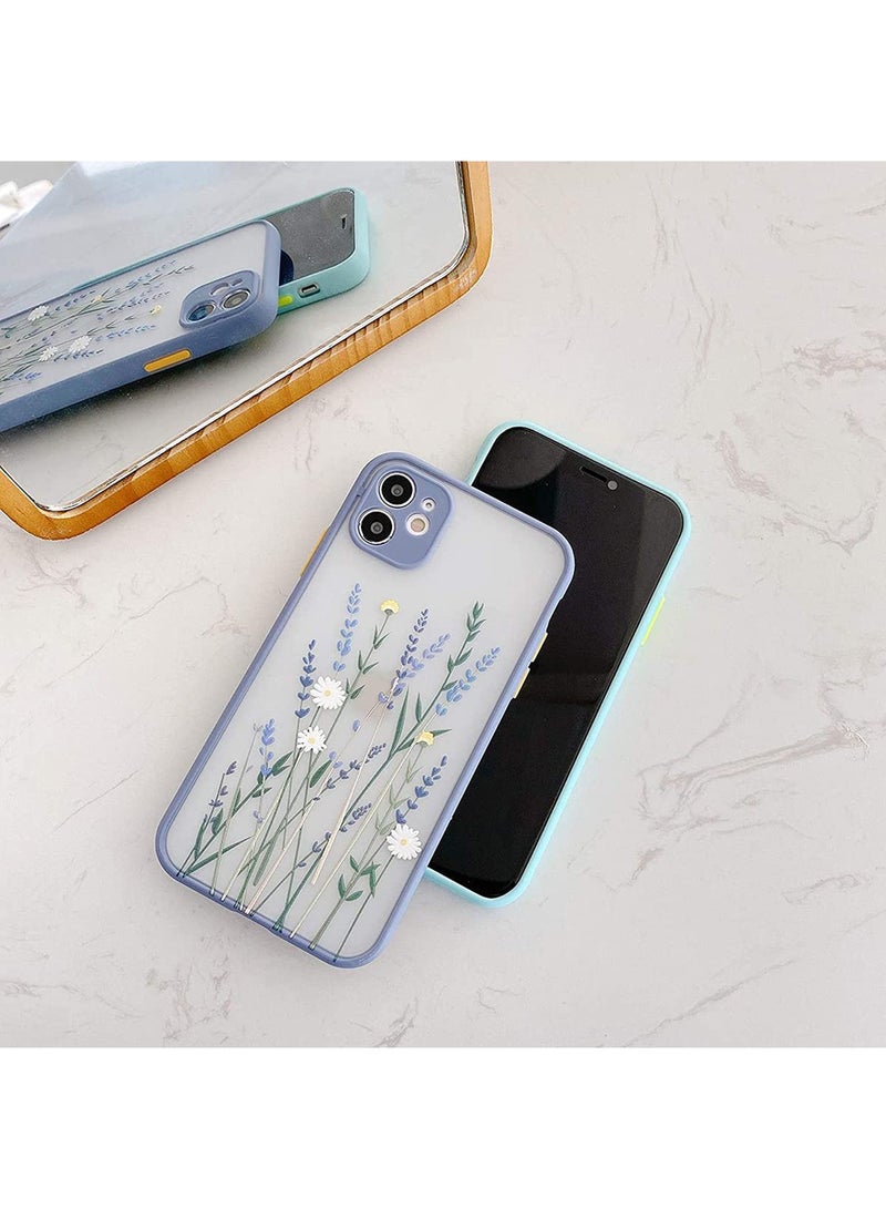 SYOSI Compatible for iPhone 11 Case for Clear Flowers Pattern Frosted PC Back 3D Floral Girls Woman and Soft TPU Bumper Protective Silicone Slim Shockproof Case for iPhone 11 Purple - Image 3