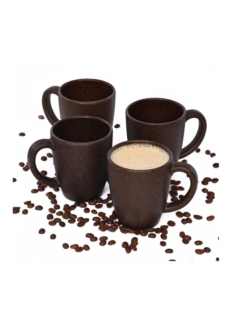 FRENVI Earth-Friendly Classic Coffee Mug 300 ml | Made with Rice Husk & Bamboo Fibers | Microwave Safe |Set of 4|Coffee Brown - Image 1