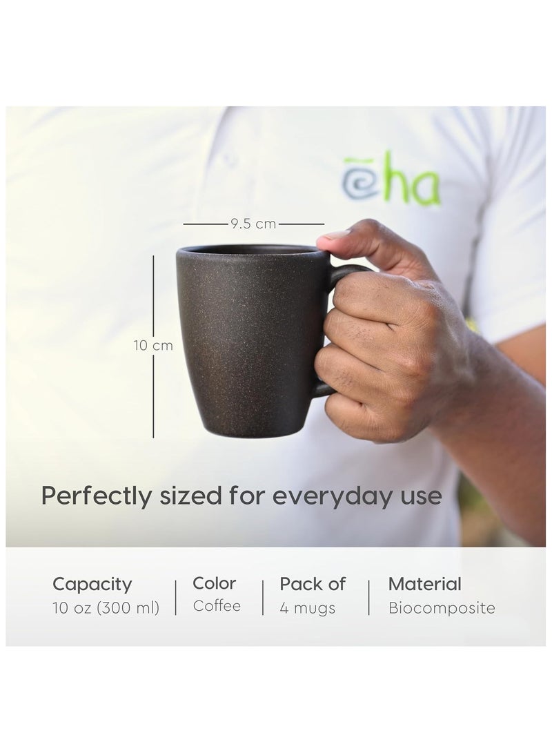 FRENVI Earth-Friendly Classic Coffee Mug 300 ml | Made with Rice Husk & Bamboo Fibers | Microwave Safe |Set of 4|Coffee Brown - Image 2