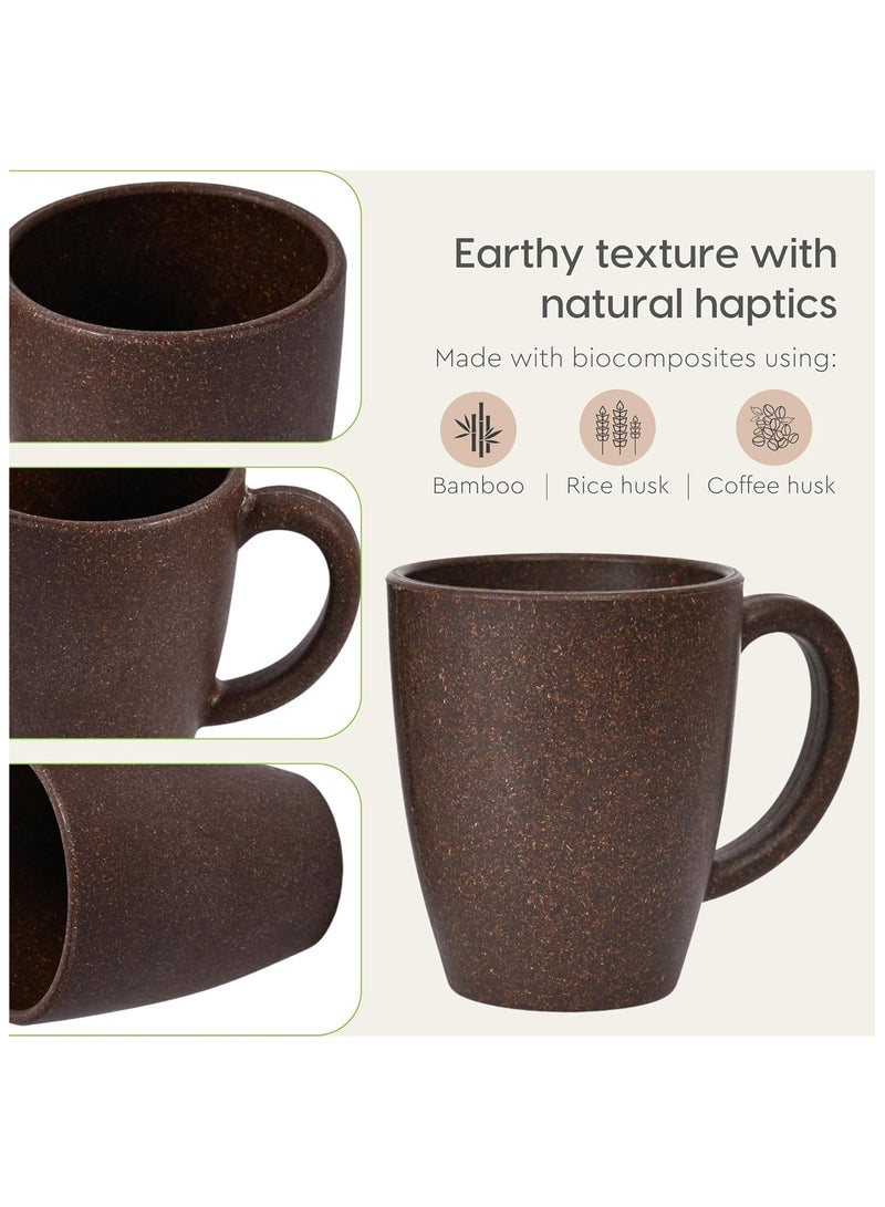 FRENVI Earth-Friendly Classic Coffee Mug 300 ml | Made with Rice Husk & Bamboo Fibers | Microwave Safe |Set of 4|Coffee Brown - Image 4