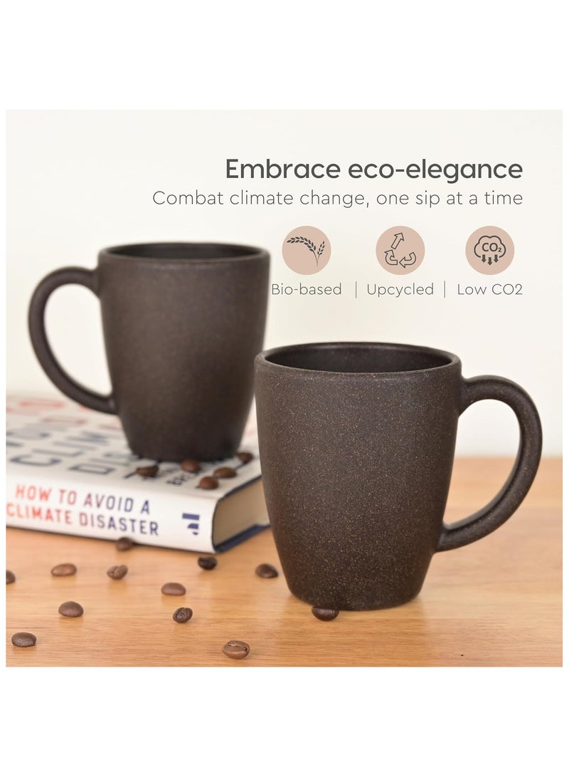 FRENVI Earth-Friendly Classic Coffee Mug 300 ml | Made with Rice Husk & Bamboo Fibers | Microwave Safe |Set of 4|Coffee Brown - Image 3