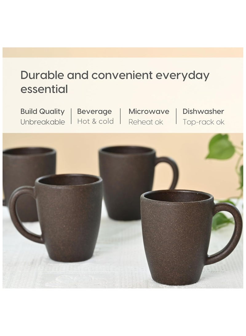 FRENVI Earth-Friendly Classic Coffee Mug 300 ml | Made with Rice Husk & Bamboo Fibers | Microwave Safe |Set of 4|Coffee Brown - Image 5