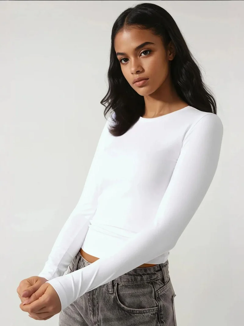 HICCUP Long Sleeve Crew Neck Top