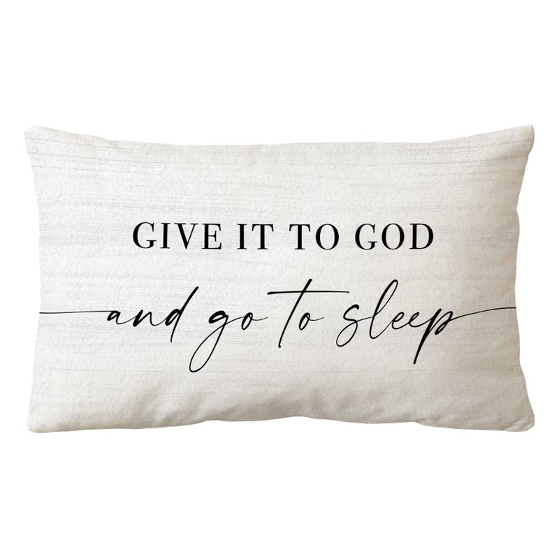 Sidhua Sleep Themed Pillowcase Decorations for Home Farmhouse Give It to God and Go to Sleep Throw Pillow Cover 12x20 Religious Bible Verses Gifts Bed Gifts