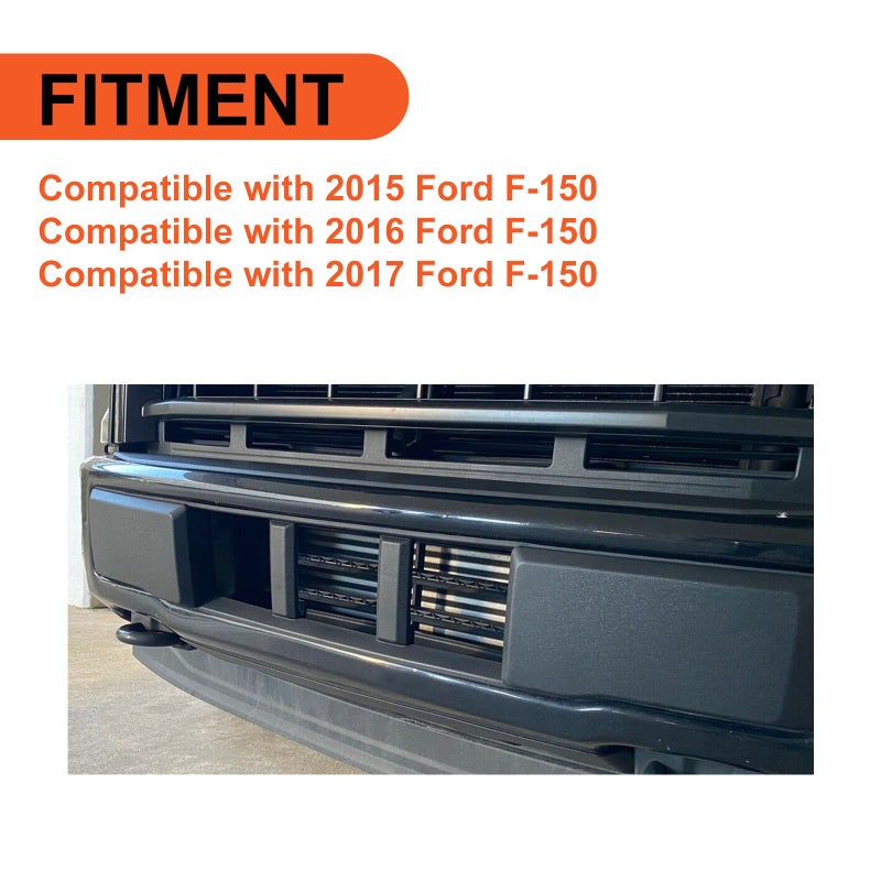 ECOTRIC Lower Grille Compatible With 2015-2017 Ford F-150 F150 Front Bumper Lower Grille Trim Panel Black Replacment for FL3Z-17E810-CA FO1044110 - Image 2