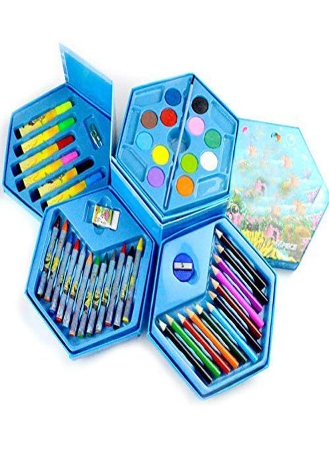 SEASPIRIT 46 Pcs Drawing Set for Kids | Art Set with Color Box | Pencil Colors Crayons Colors Water Color Sketch Pens Set for Kids | Best Gift for Kids | Multicolor (BLUE) - Image 2