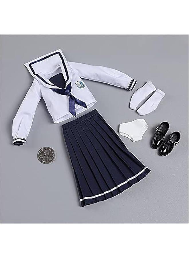 1/6 Scale Figure Doll Clothes, School Girl Suit, Shirt+Long Skirt+Stockings+Shoes Outfit Costume for 12 inch Female Action Figure Phicen/TBLeague CM217(E) 